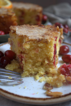 Orange Cranberry Polenta Cake