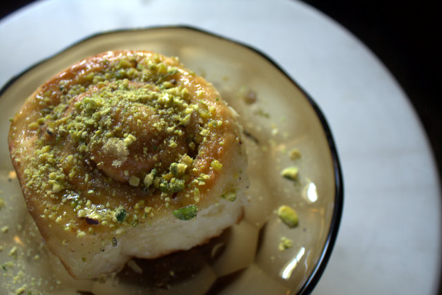 baklava, sticky bun, yeast dough, big fat greek wedding, pistachios